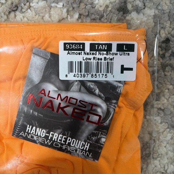 Andrew Christian orange almost naked ultra low rise briefs LARGE NWT - Picture 3 of 3
